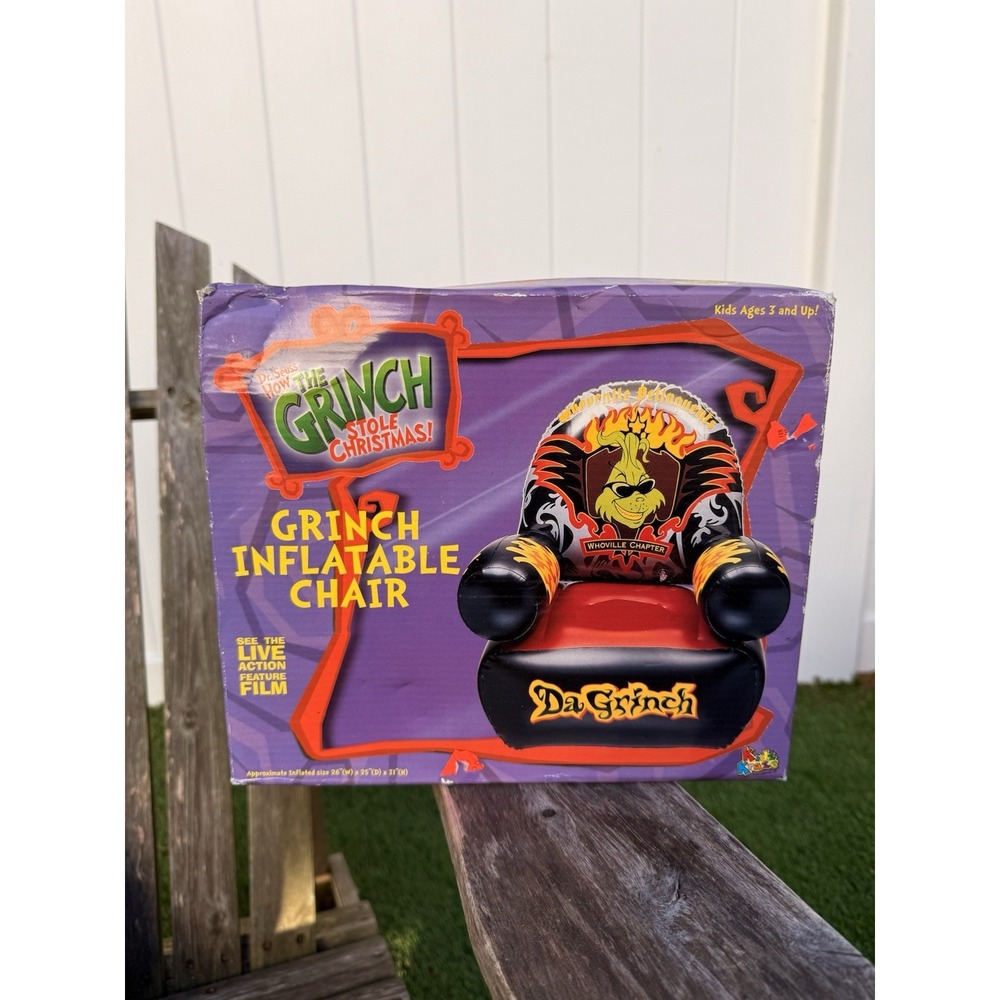 Grinch Inflatable Chair Vintage 2000 Universal 26 W X 25‎ D X 31 NIB VINTAGE